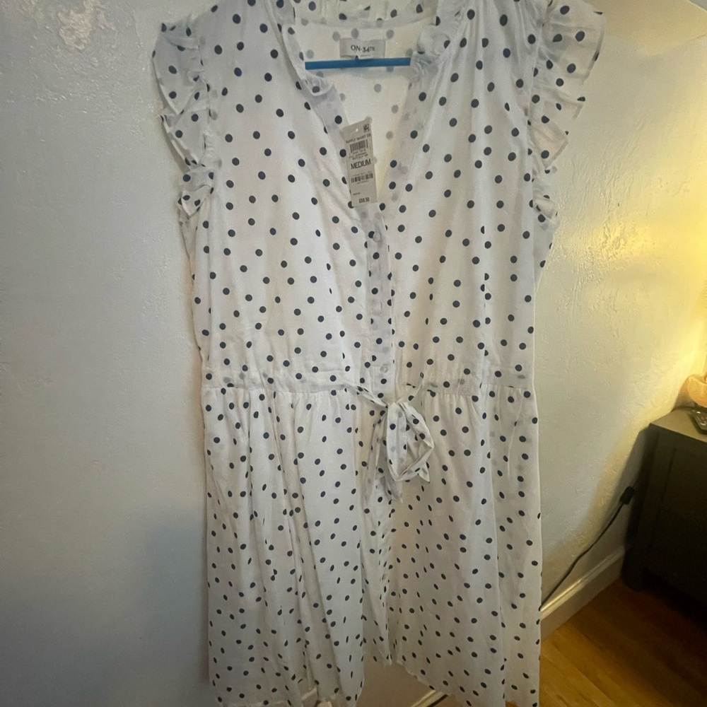 Macy's White Polka Dot Dress